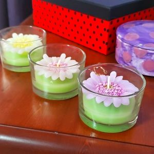 Flower candles (set of 3) - Purple, Pink & White